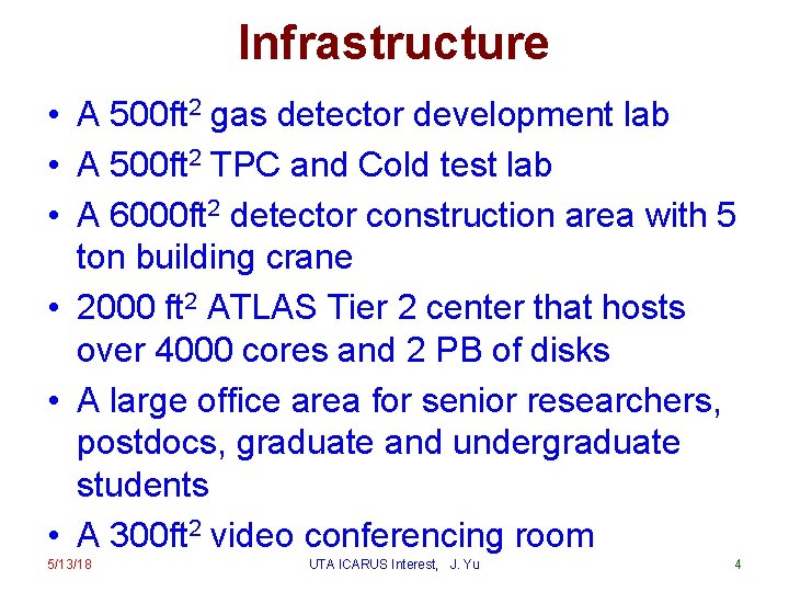 Infrastructure • A 500 ft 2 gas detector development lab • A 500 ft