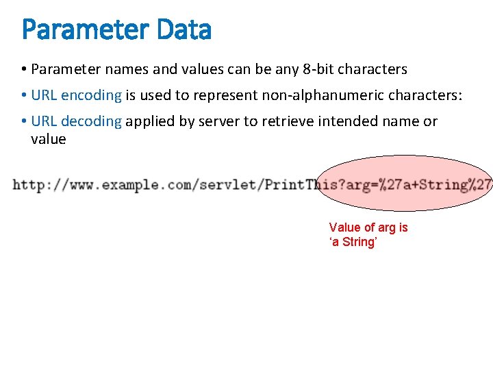 Parameter Data • Parameter names and values can be any 8 -bit characters •