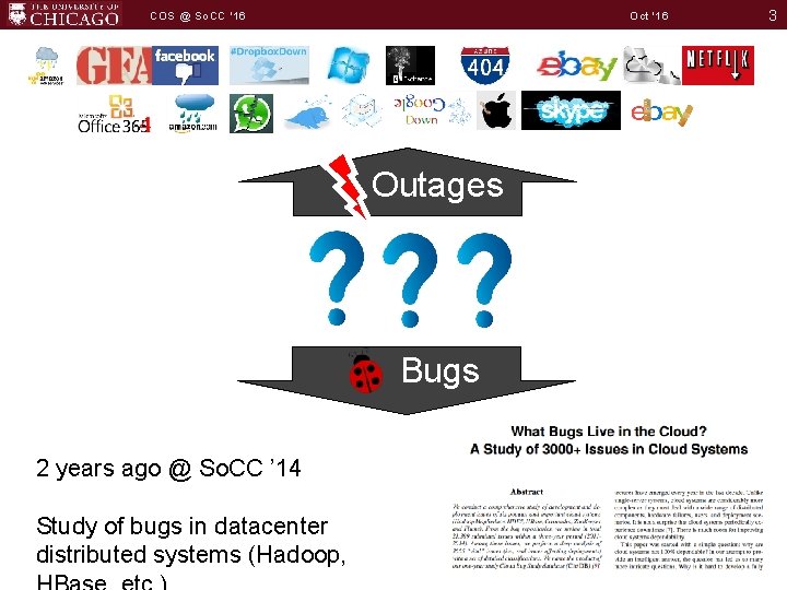 Oct '16 COS @ So. CC '16 Outages Bugs 2 years ago @ So.