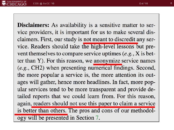 COS @ So. CC '16 Oct '16 6 