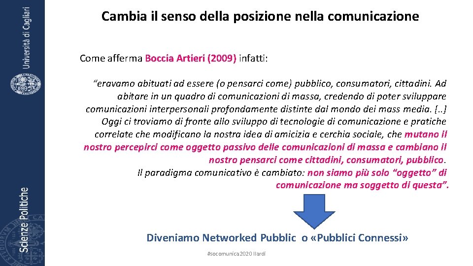 Cambia il senso della posizione nella comunicazione Come afferma Boccia Artieri (2009) infatti: “eravamo