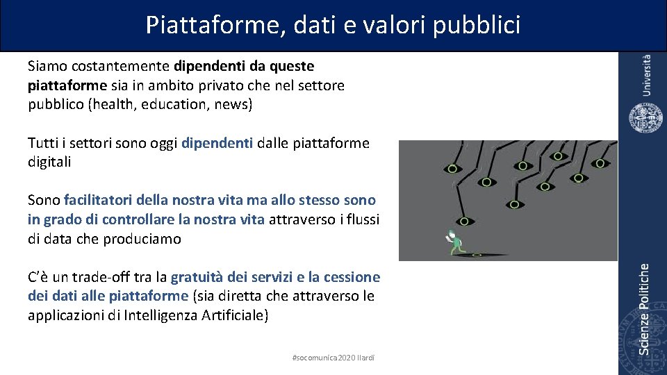 Piattaforme, dati e valori pubblici Siamo costantemente dipendenti da queste piattaforme sia in ambito