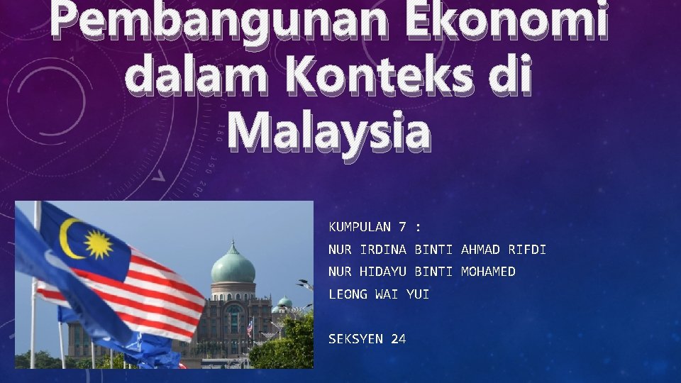Pembangunan Ekonomi dalam Konteks di Malaysia KUMPULAN 7 : NUR IRDINA BINTI AHMAD RIFDI