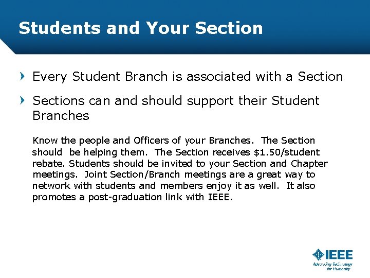 Students and Your Section Every Student Branch is associated with a Sections can and