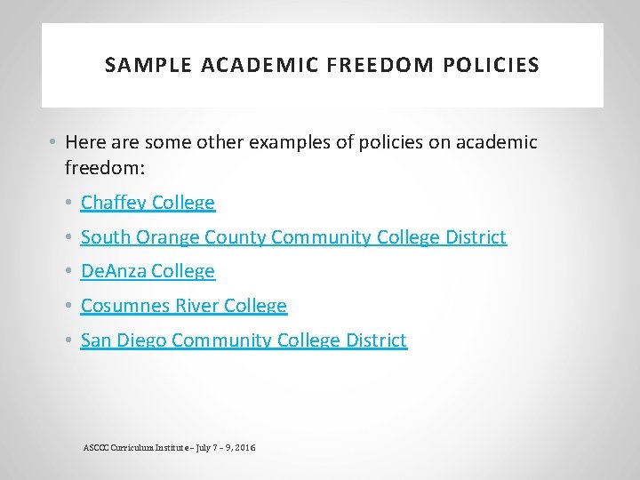 Academic Policy Example STRATEGIES FOR ACHIEVING BALANCE BETWEEN COMPLIANCE AND ACADEMIC