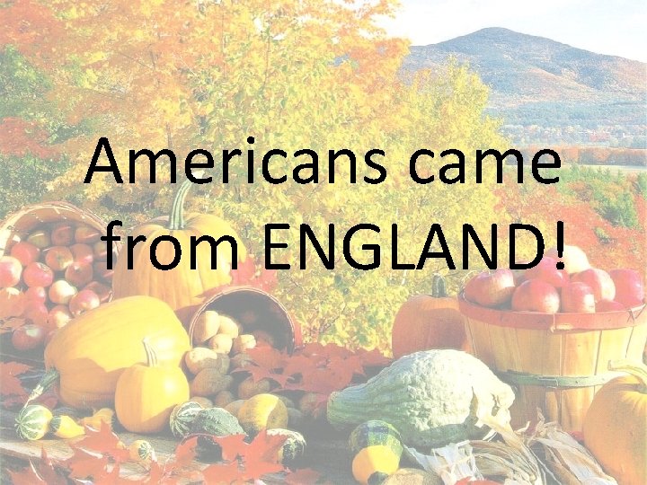 Americans came from ENGLAND! 