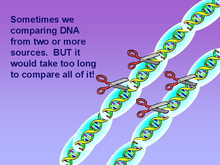 Sometimes we comparing DNA from two or more sources. BUT it would take too