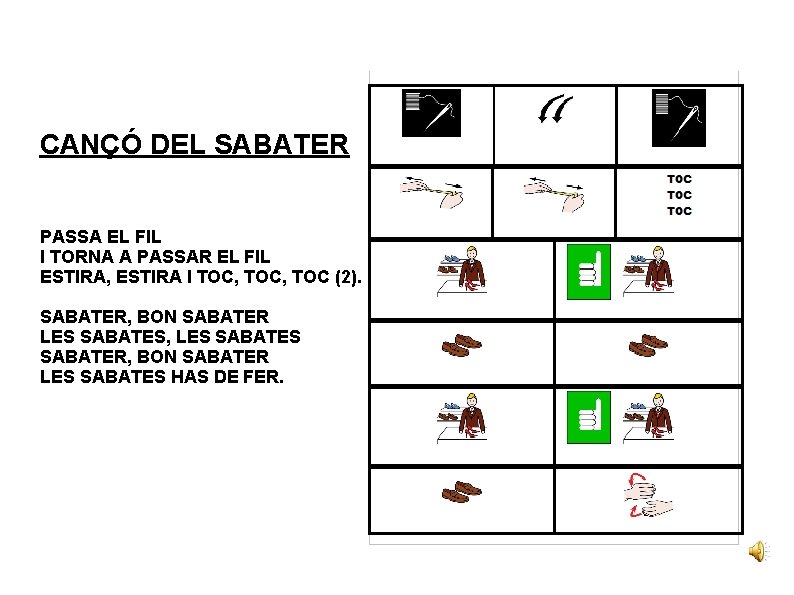 CANÇÓ DEL SABATER PASSA EL FIL I TORNA A PASSAR EL FIL ESTIRA, ESTIRA