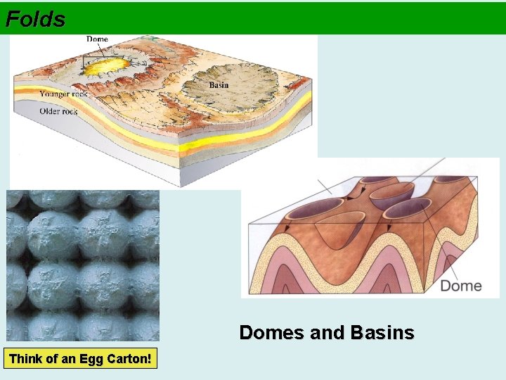 Folds Domes and Basins Think of an Egg Carton! 