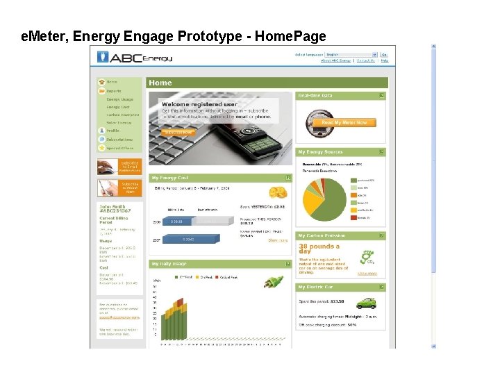 e. Meter, Energy Engage Prototype - Home. Page 
