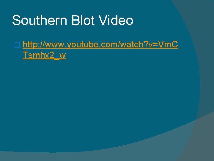 Southern Blot Video � http: //www. youtube. com/watch? v=Vm. C Tsmhx 2_w 