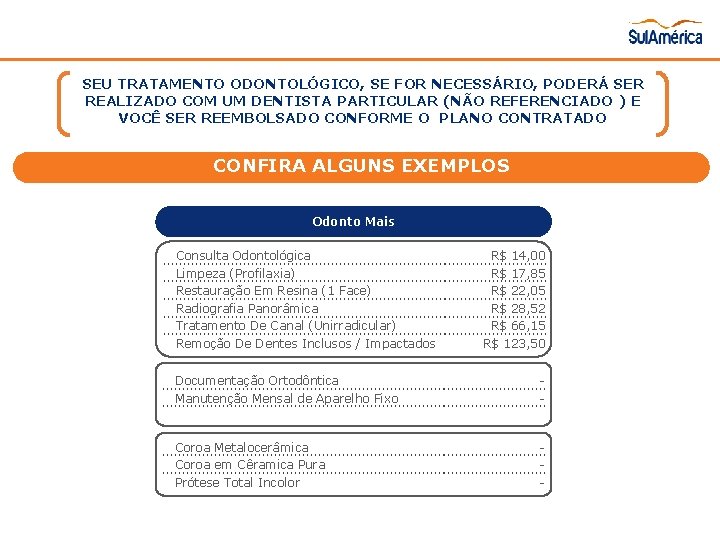 SEU TRATAMENTO ODONTOLÓGICO, SE FOR NECESSÁRIO, PODERÁ SER REALIZADO COM UM DENTISTA PARTICULAR (NÃO