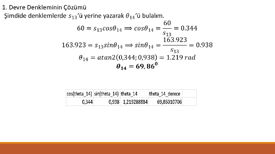 1. Devre Denkleminin Çözümü 
