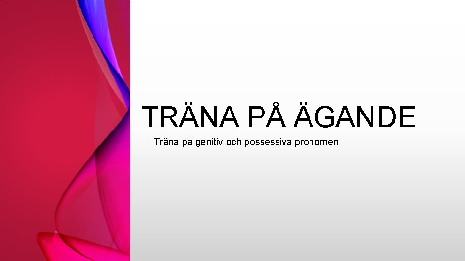 TRÄNA PÅ ÄGANDE Träna på genitiv och possessiva pronomen 