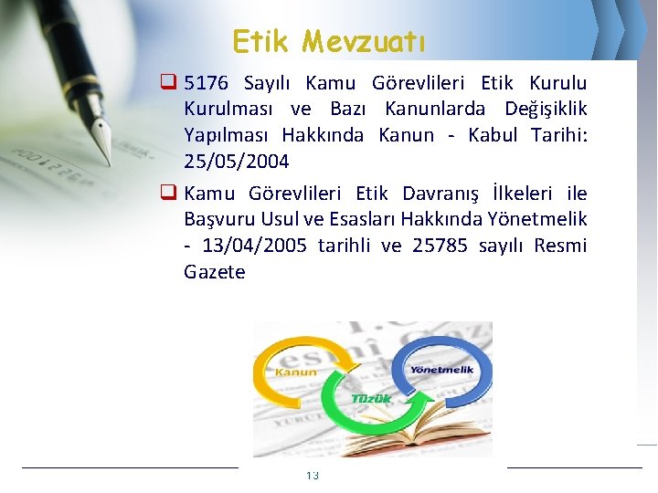 Etik Mevzuatı q 5176 Sayılı Kamu Görevlileri Etik Kurulu Kurulması ve Bazı Kanunlarda Değişiklik Etik Mevzuatı q 5176 Sayılı Kamu Görevlileri Etik Kurulu Kurulması ve Bazı Kanunlarda Değişiklik