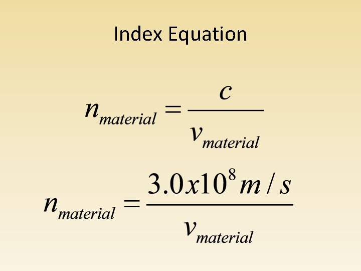 Index Equation Index Equation