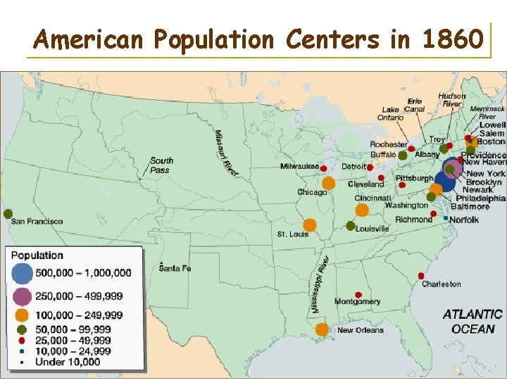 American Population Centers in in 1820 1860 