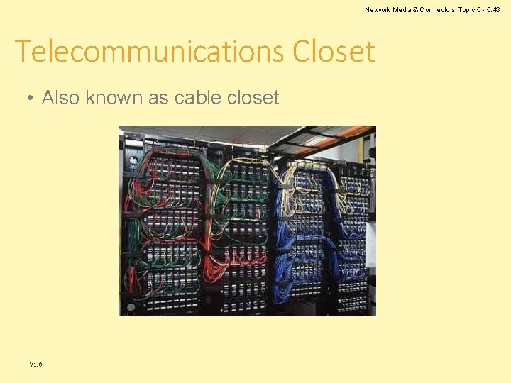 Network Media & Connectors Topic 5 - 5. 43 Telecommunications Closet • Also known Network Media & Connectors Topic 5 - 5. 43 Telecommunications Closet • Also known