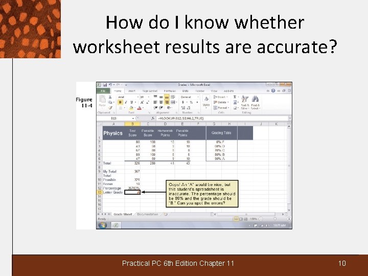 How do I know whether worksheet results are accurate? Practical PC 6 th Edition