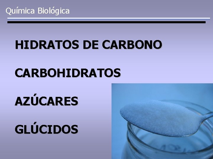 Química Biológica HIDRATOS DE CARBONO CARBOHIDRATOS AZÚCARES GLÚCIDOS 