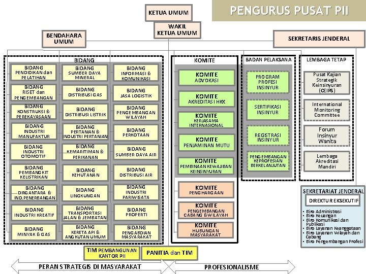 PENGURUS PUSAT PII KETUA UMUM WAKIL KETUA UMUM BENDAHARA UMUM BADAN PELAKSANA LEMBAGA TETAP