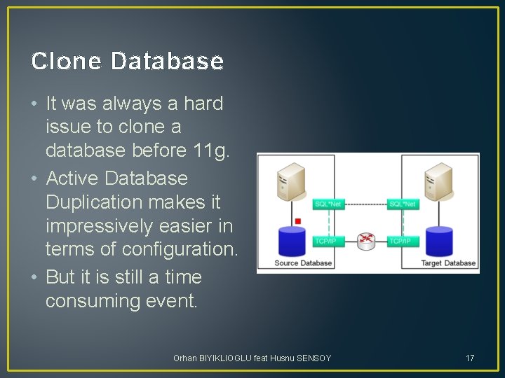 Clone Database • It was always a hard issue to clone a database before
