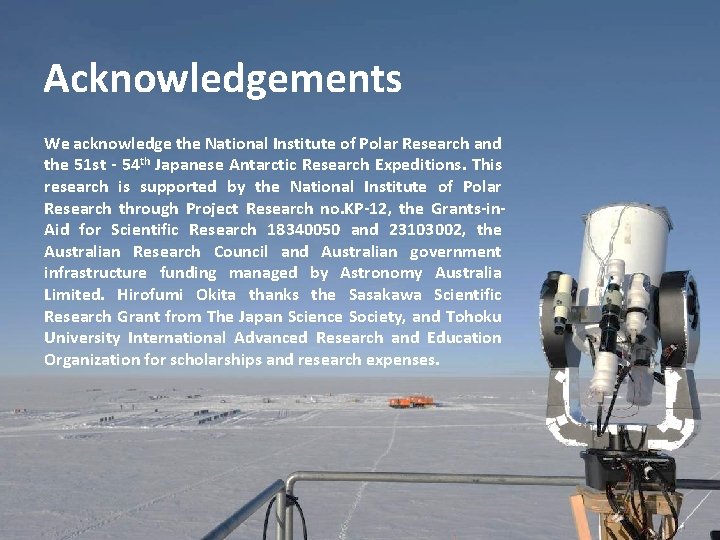 Acknowledgements We acknowledge the National Institute of Polar Research and the 51 st -