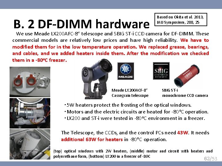 B. 2 DF-DIMM hardware Based on Okita et al. 2013, IAU Symposium, 288, 25