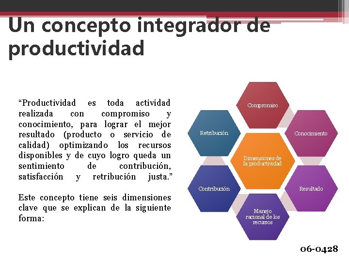 Un concepto integrador de productividad “Productividad es toda actividad realizada con compromiso y conocimiento,