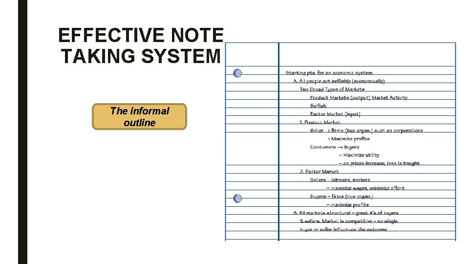 EFFECTIVE NOTE TAKING SYSTEM The informal outline  EFFECTIVE NOTE TAKING SYSTEM The informal outline