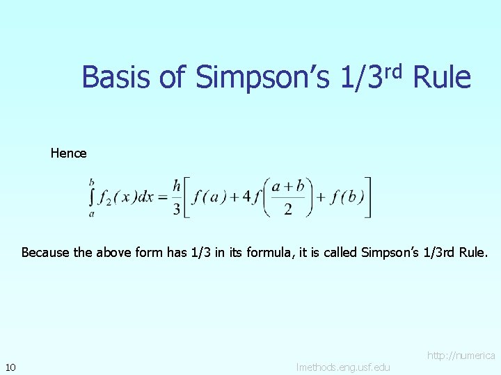 Basis of Simpson’s 1/3 rd Rule Hence Because the above form has 1/3 in