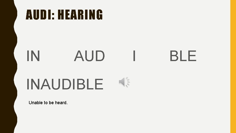 AUDI: HEARING IN AUD INAUDIBLE Unable to be heard. I BLE 