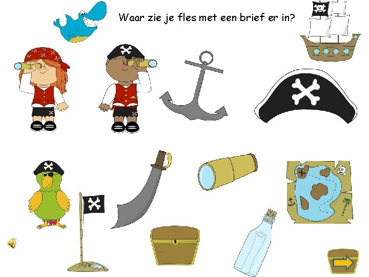 Waar zie je fles met een brief er in? 