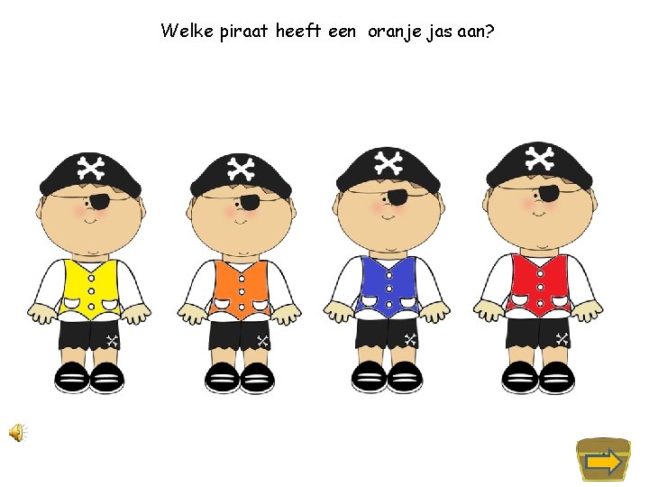 Welke piraat heeft een oranje jas aan? 