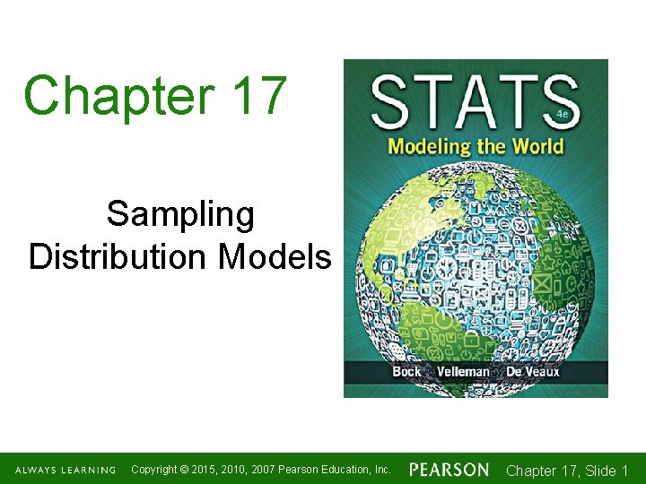 Chapter 17 Sampling Distribution Models Copyright © 2015, 2010, 2007 Pearson Education, Inc. Chapter