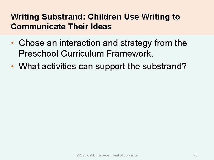 Writing Substrand: Children Use Writing to Communicate Their Ideas • Chose an interaction and