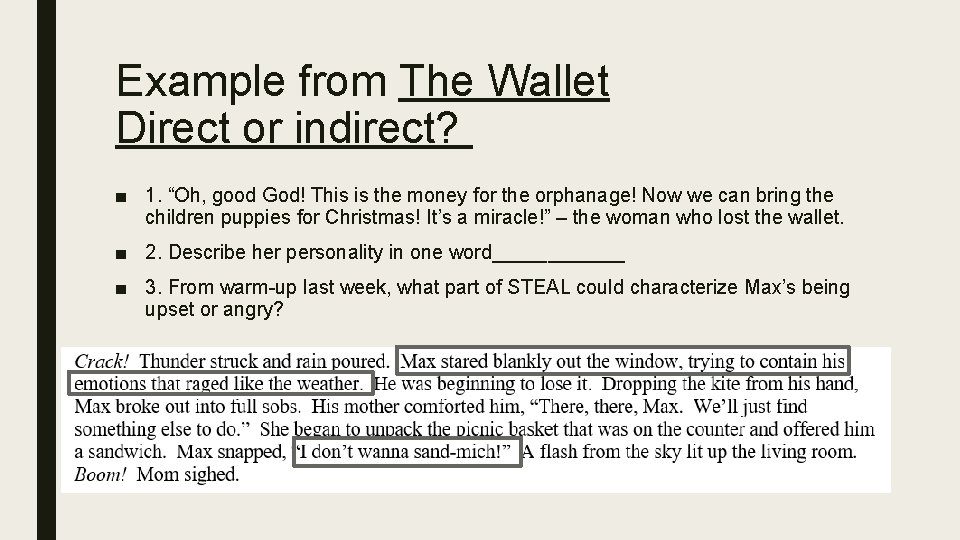 Example from The Wallet Direct or indirect? ■ 1. “Oh, good God! This is