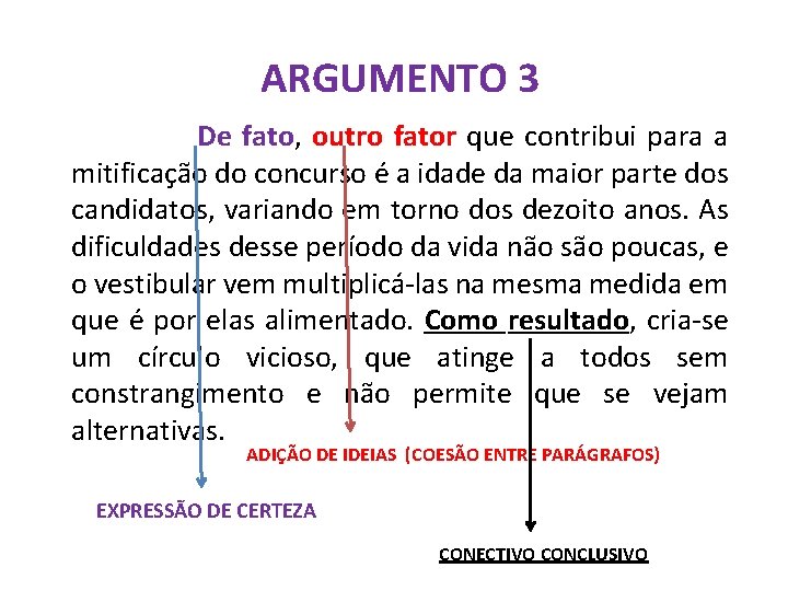 ARGUMENTO 3 De fato, outro fator que contribui para a mitificação do concurso é