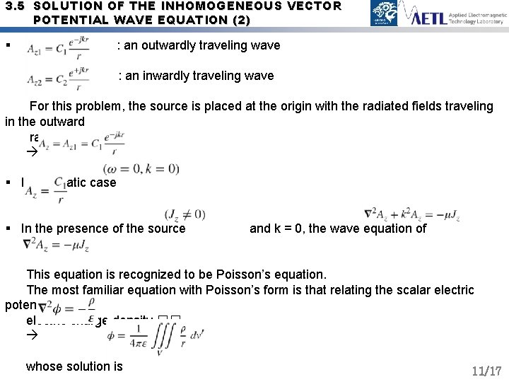 3. 5 SOLUTION OF THE INHOMOGENEOUS VECTOR POTENTIAL WAVE EQUATION (2) § : an
