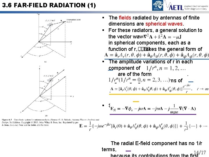 3. 6 FAR-FIELD RADIATION (1) § The fields radiated by antennas of finite dimensions