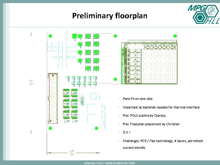 Preliminary floorplan • Parts fit on one side • Important as backside needed for