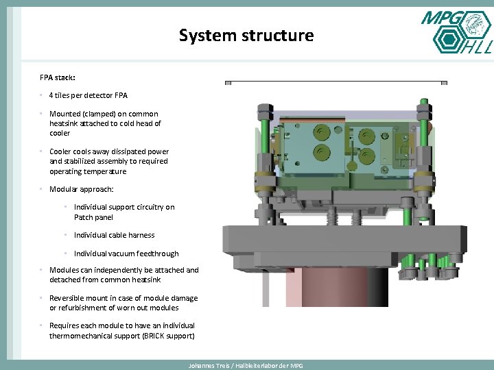 System structure FPA stack: • 4 tiles per detector FPA • Mounted (clamped) on