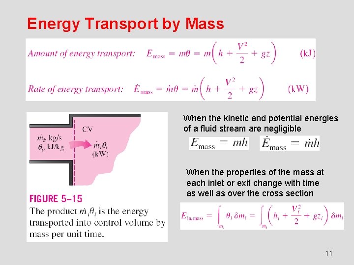 Energy Transport by Mass When the kinetic and potential energies of a fluid stream
