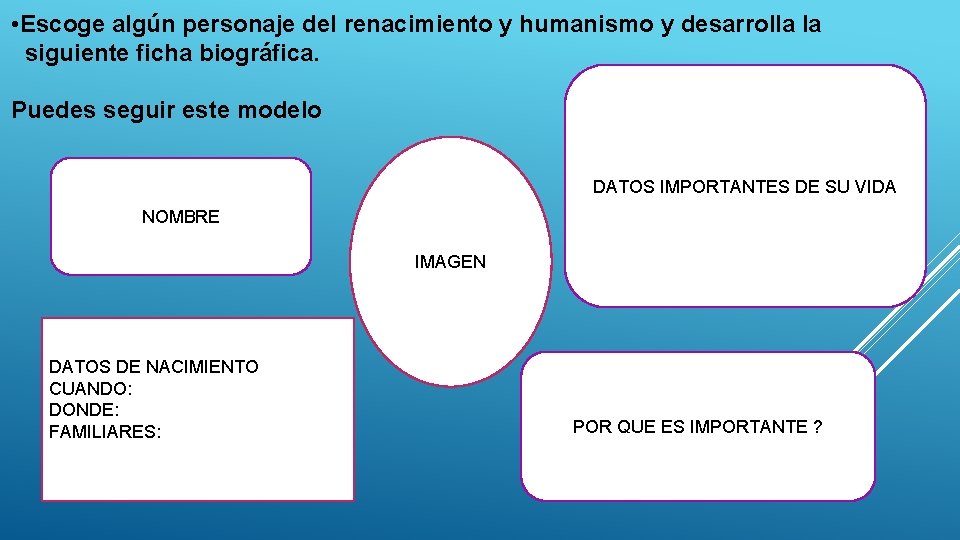  • Escoge algún personaje del renacimiento y humanismo y desarrolla la siguiente ficha