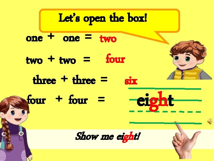 Let’s answer Let’s open the box! one + one = two + two =