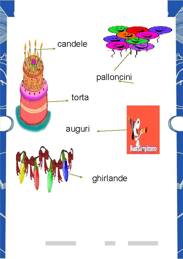 candele palloncini torta auguri ghirlande 