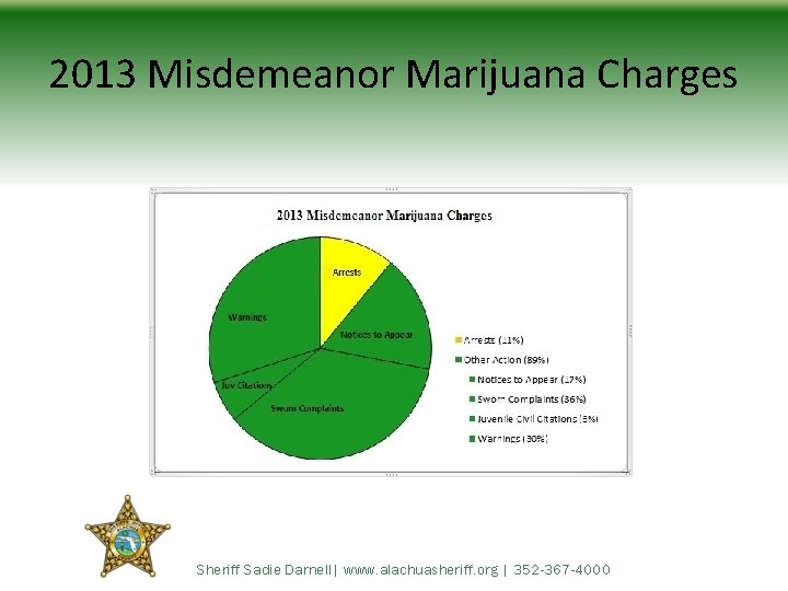 2013 Misdemeanor Marijuana Charges Sheriff Sadie Darnell| www. alachuasheriff. org | 352 -367 -4000