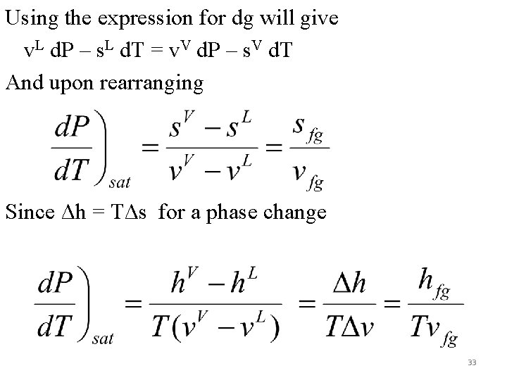 Using the expression for dg will give v. L d. P – s. L