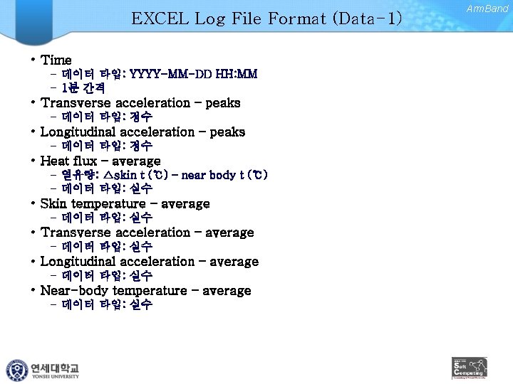 EXCEL Log File Format (Data-1) • Time – 데이터 타입: YYYY-MM-DD HH: MM –