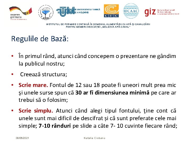 INSTITUTUL DE FORMARE CONTINUĂ ÎN DOMENIUL ALIMENTĂRII CU APĂ ŞI CANALIZĂRII PENTRU MEMBRII ASOCIAȚIEI